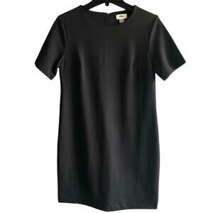 Old Navy Black Ponte Shift Shirt Dress Pleated Zip Front Size XS